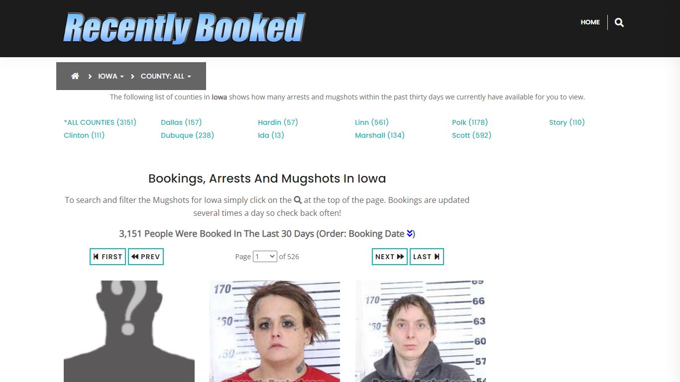 Recent bookings, Arrests, Mugshots in Iowa - Recently Booked